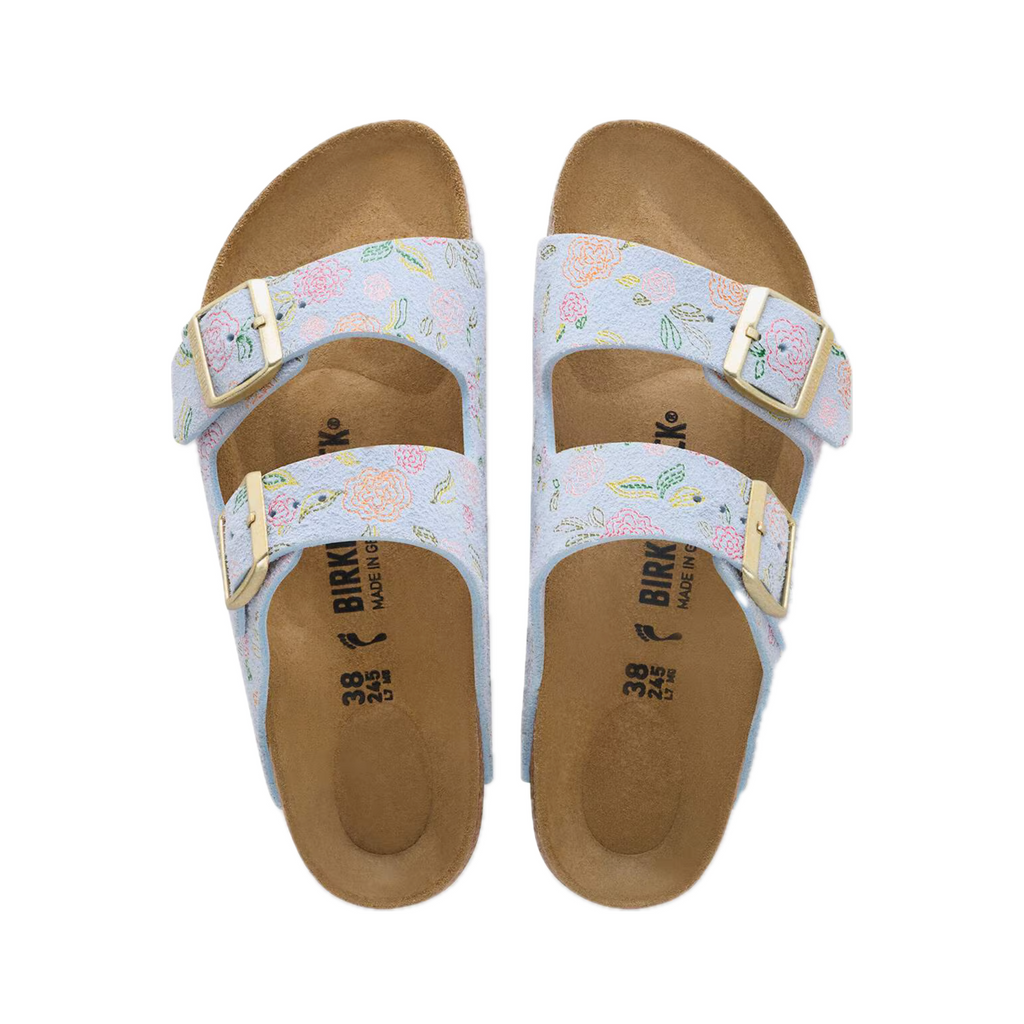BIRKENSTOCK ARIZONA SUEDE LEATHER FLOWER PRINT (NARROW) WOMEN