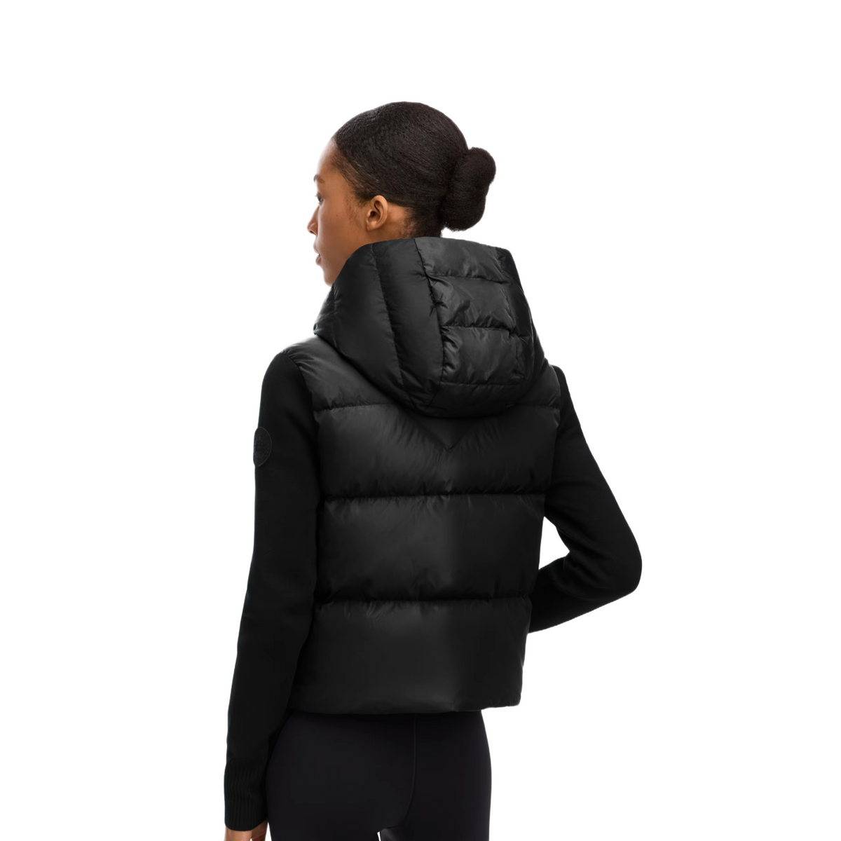 CANADA GOOSE HYBRIDGE WIDE QUILT KNIT HOODIE TONAL LABEL WOMEN
